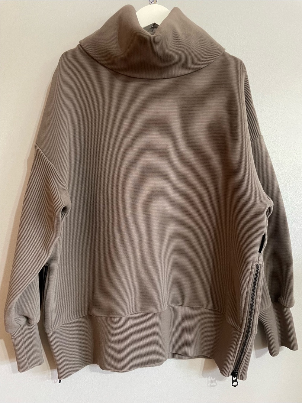 Anthropologie Varley Milton Neck Ribbed Sweater with Side Zips